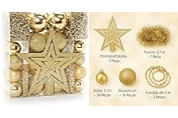 Kit de Enfeites de Natal Completo 100 Peças