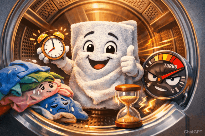 O truque da toalha seca que faz a secadora terminar o ciclo muito mais rápido